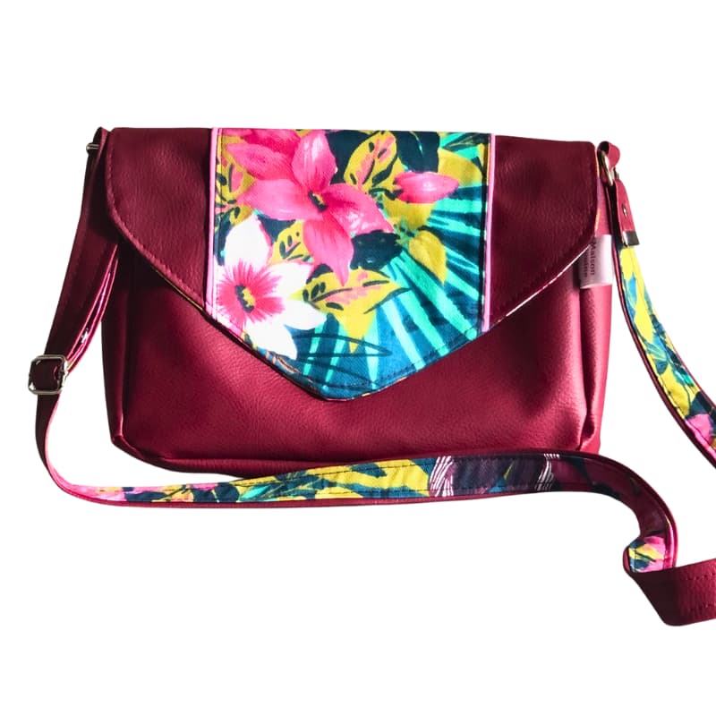 sac bandoulière rectangle rose foncé - fabrication française