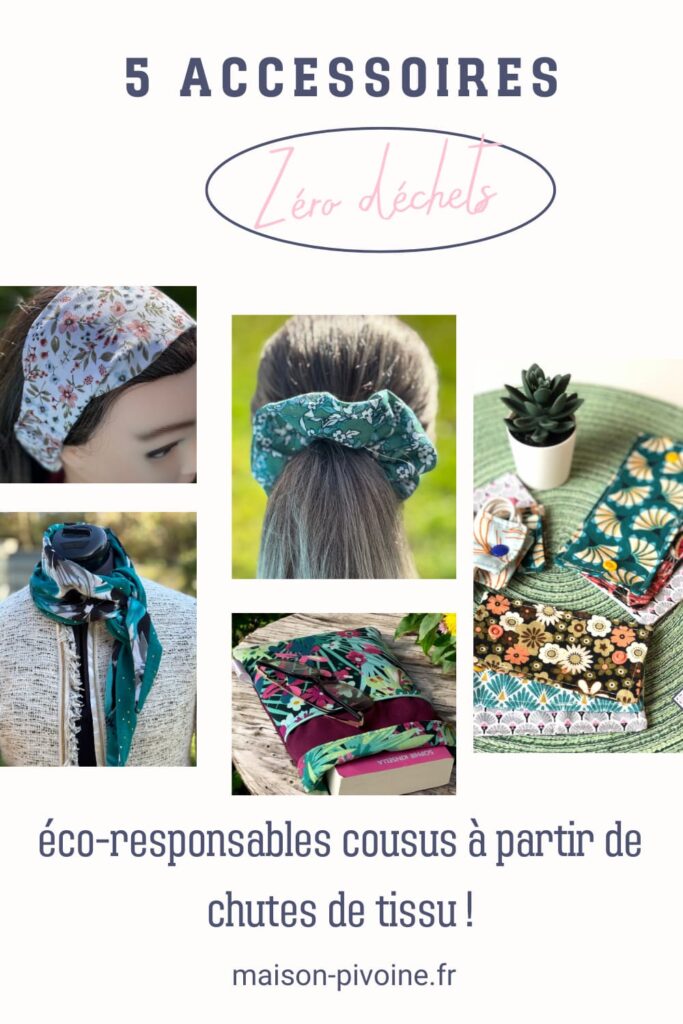 accessoire-ecoresponsable Recycler les chute de tissus en accessoires tels la pochette à livres, le bandeau pour les cheveux, le chouchou, les attache cables ou encore les petites écharpe sophie scarf