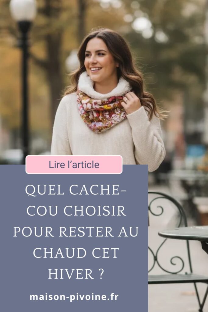 cache-cou-chaud Femme souriante portant un snood artisanal fleuri en extérieur