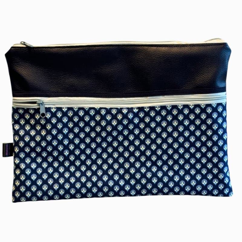 housse ordinateur portable bleue avec poche zippée - Fabrication française - Maroquinerie quimperlé