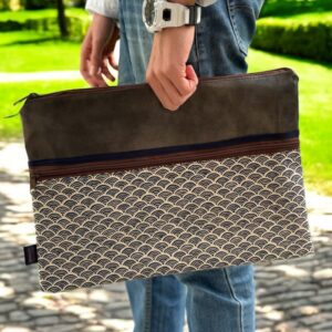 housse-ordinateur-portable-homme housse ordinateur portable marron avec poche zippée - Fabrication française - Maroquinerie quimperlé