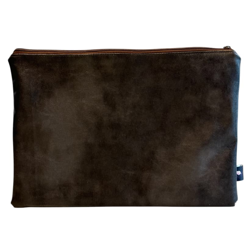 housse ordinateur portable marron avec poche zippée - Fabrication française - Maroquinerie quimperlé