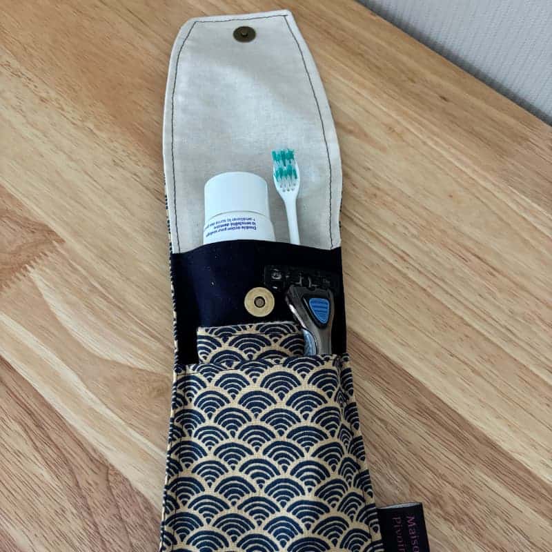 Pochette à brosse à dents et rasoir pour homme - Fait main en France par Maison Pivoine