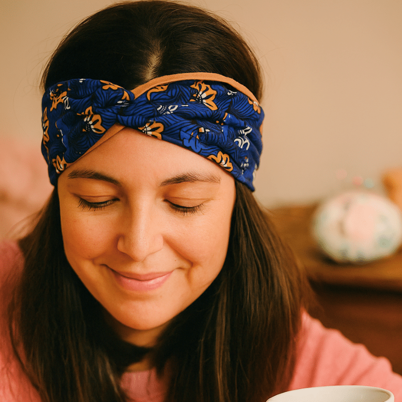 Bandeau bleu et jaune pour femme