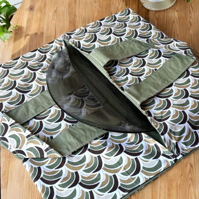sac à tarte vert, tissu enduit, fait main france
