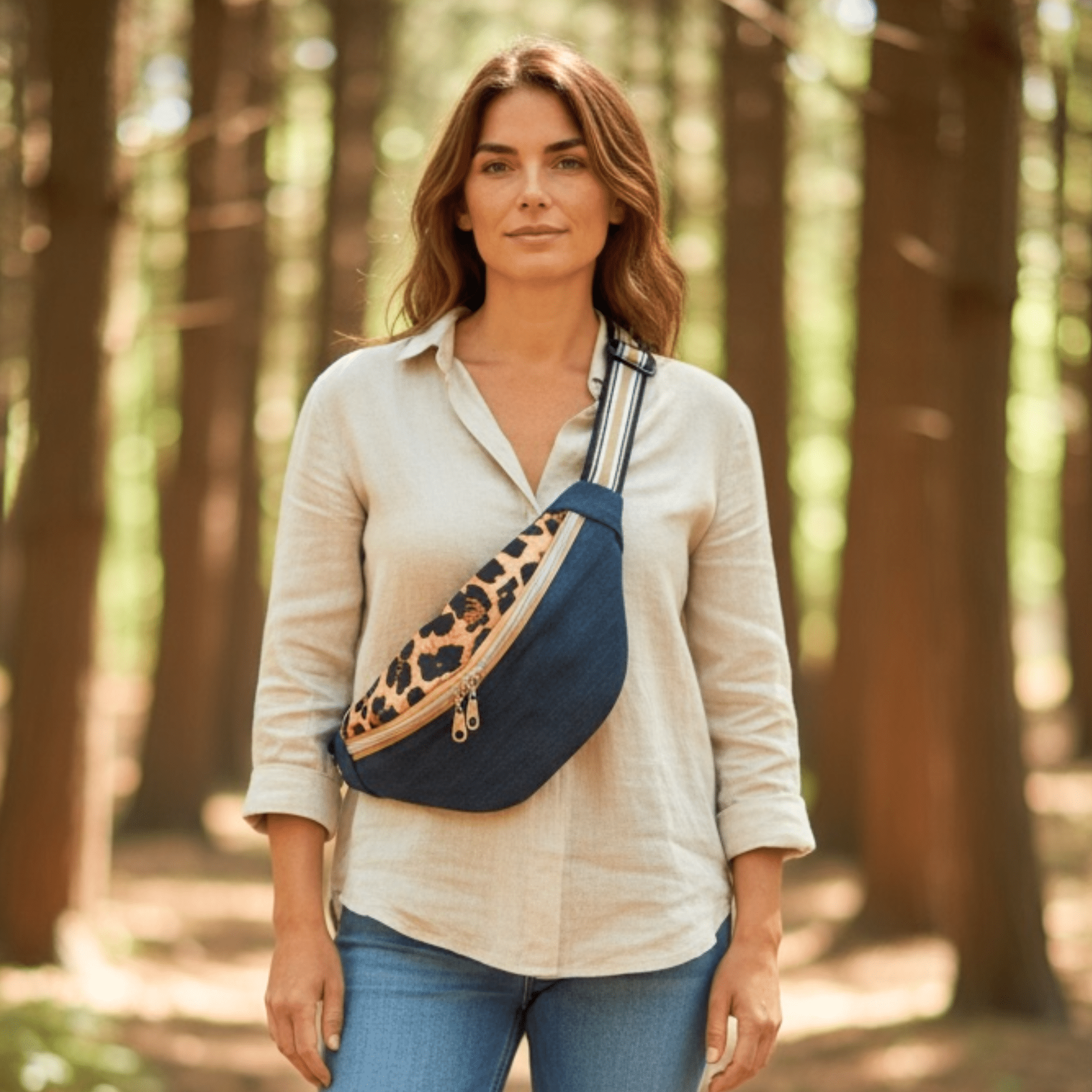 sac banane en jean's et imprimé léopard